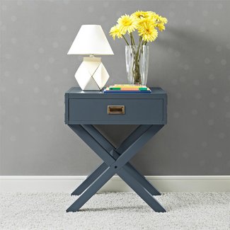 Dorel Living Miles Nightstand, Graphite Blue