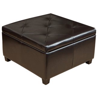 Elegant Brown Leather Storage Ottoman/Coffee Table With ...