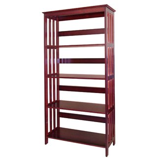 Fancy Cherry Mission Style Wooden 4-tier Bookcase