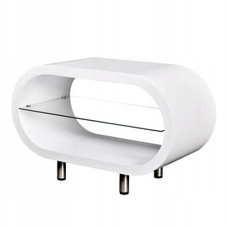 Festnight High Gloss White TV Stand Coffee Table with Stainless Steel Legs