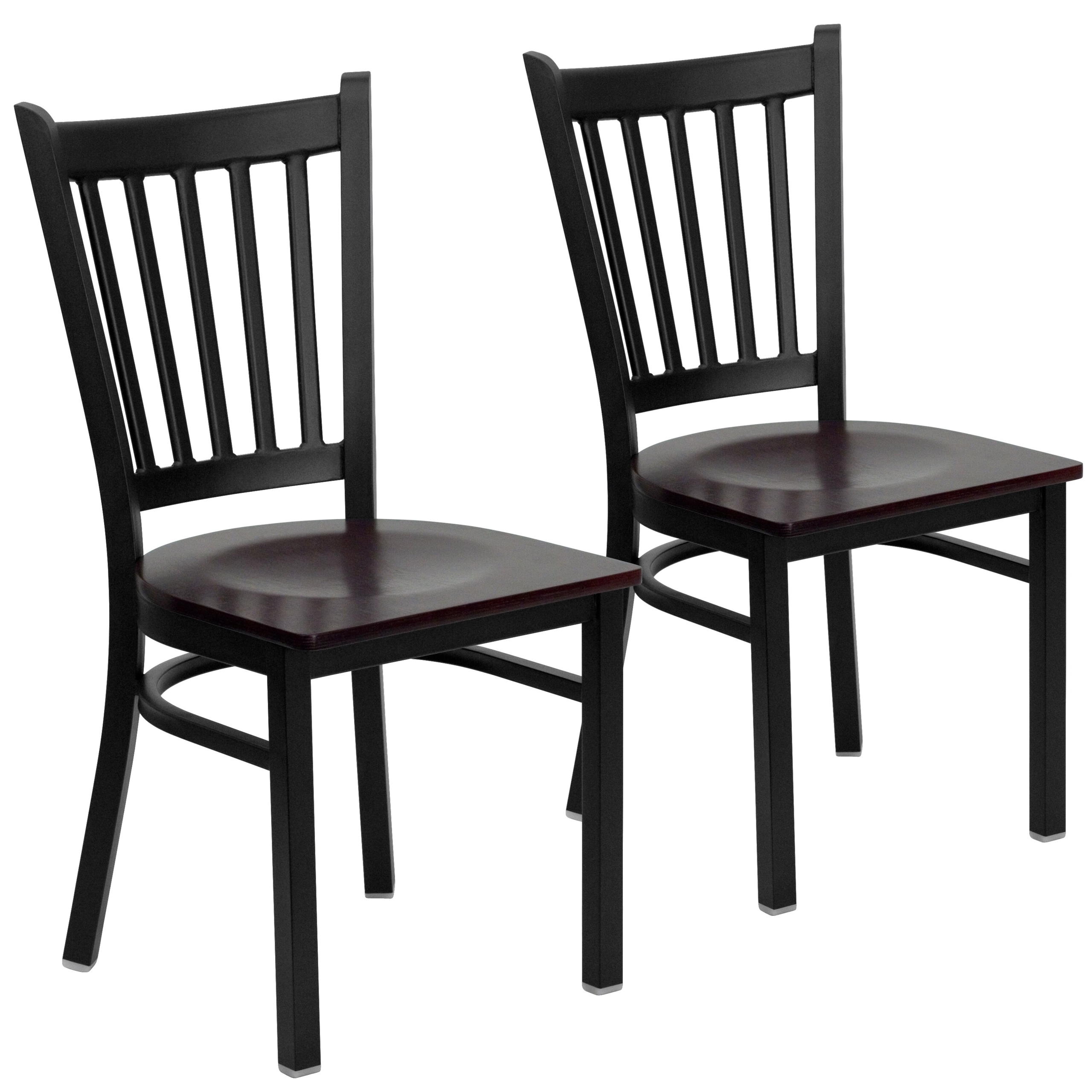 Flash Furniture 2 Pk. Hercules Series Black Vertical Back Metal Restaurant Chair - Black Vinyl Seat-p