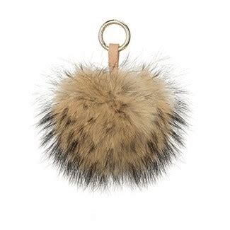 Fosrion Large Genuine Raccoon/Fox Fur Pom Keychain Bag Charm Fluffy Fur Ball