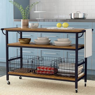 Fresnay Kitchen Island with Wooden Top
