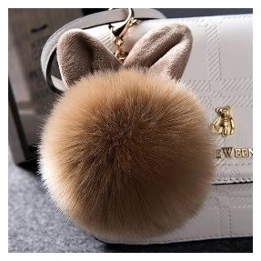 Fur Rabbit Pom-Pom Keychain Keyring