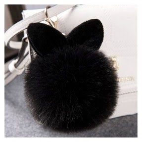 Fur Rabbit Pom-Pom Keychain Keyring