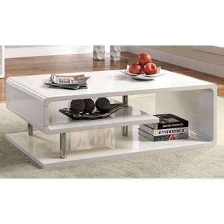 Furniture of America CM4057C Ninove I White High Gloss Coffee Tables