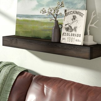 Garvon Floating Shelf Solid Wood Handmade Rustic Style Wall Shelf