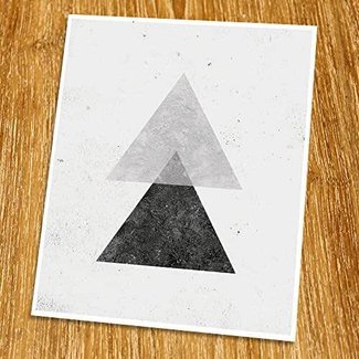 Geometric Art Print (Unframed), Modern Art Print, Abstract Art Poster, Mid-century Art, Cafe, Industrial, Loft, Triangle Wall Art, Black and White, 8x10", TD-078