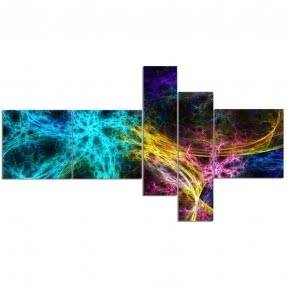 'Glowing Abstract Fireworks' Graphic Art Print Multi-Piece Image on Canvas