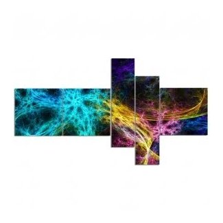 'Glowing Abstract Fireworks' Graphic Art Print Multi-Piece Image on Canvas