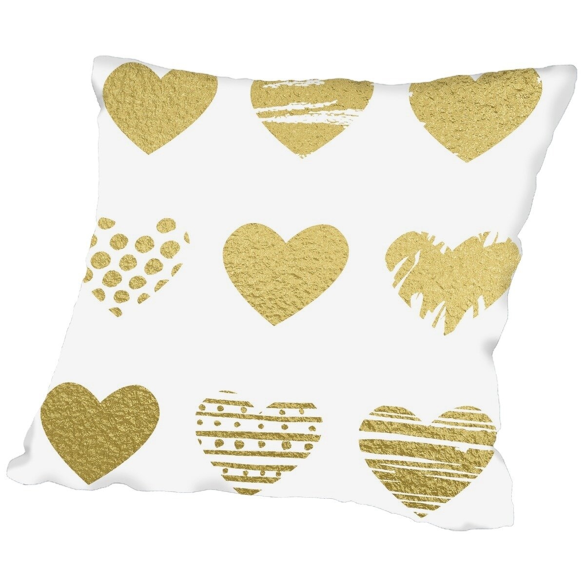 Gold Heart Throw Pillow