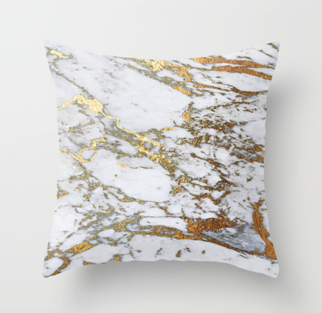 Gold Marble Throw Pillow by Jenna Davis Designs | Society6