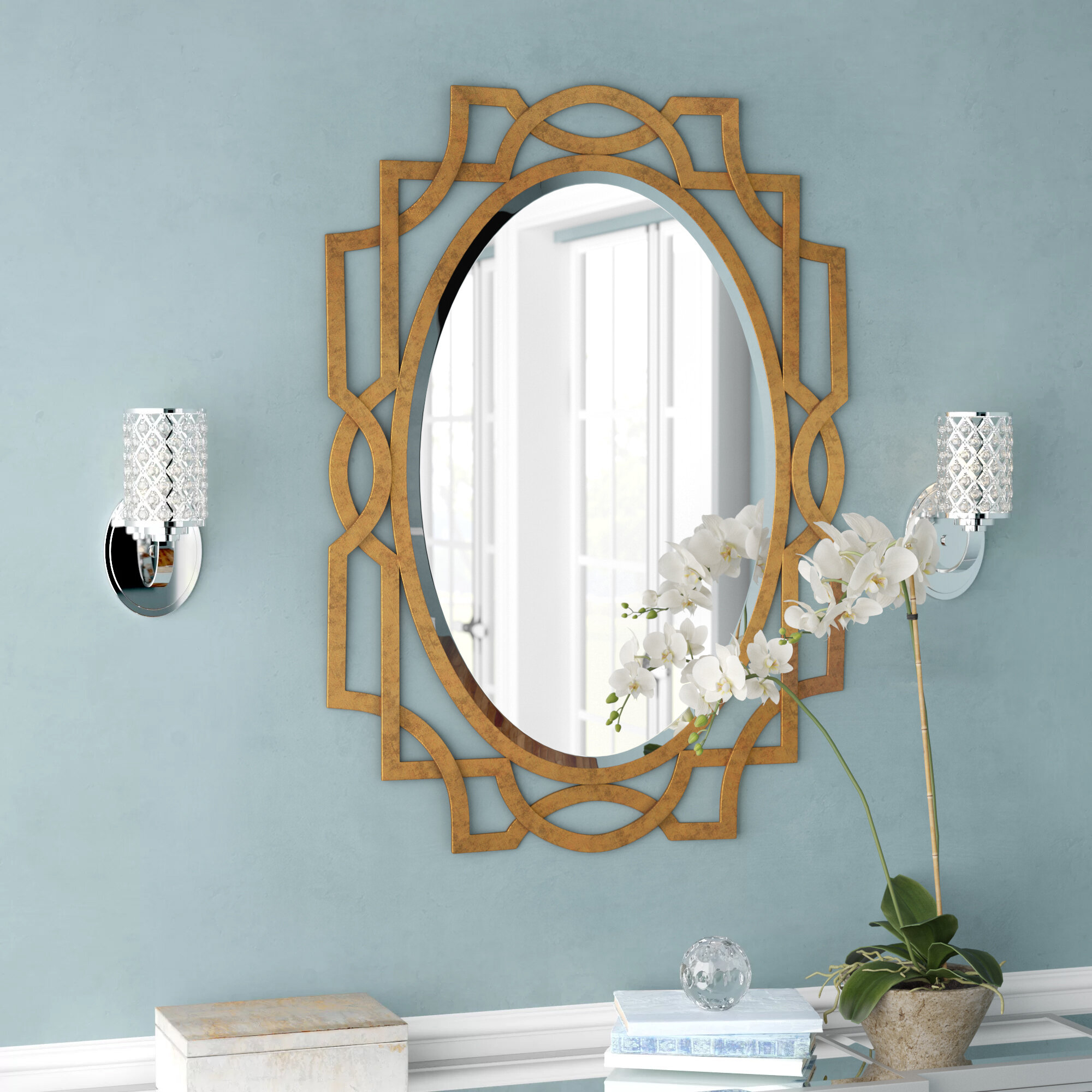 Gold Oval Accent Mirror
