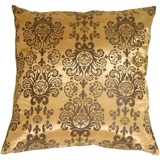 Gold with Brown Baroque Pattern Throw Pillow from Pillow Decor