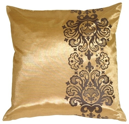 Gold with Brown Baroque Scroll Throw Pillow from Pillow Decor