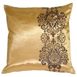 Gold with Brown Baroque Scroll Throw Pillow from Pillow Decor
