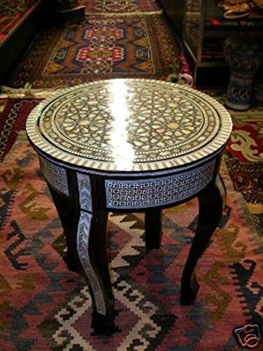 Sweet Hand Made Moroccan Mother Of Pearl Corner Wood 8 Sides Coffee Table 18” 