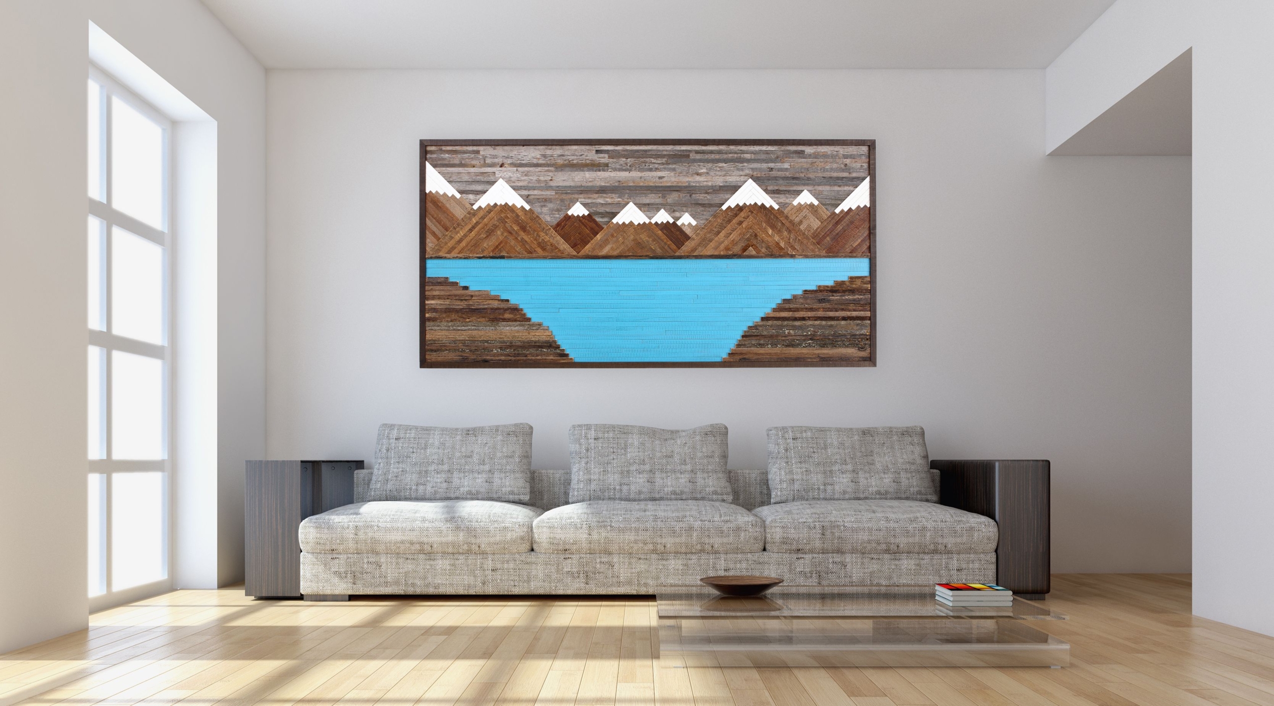 Handmade Glacier Mountain Landscape, Wood Wall Art ...