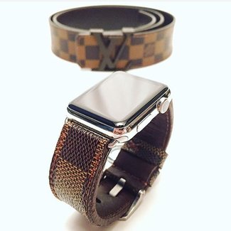 My hand stitched Louis Vuitton Apple Watch strap cut from a