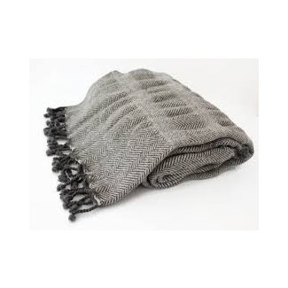 Handwoven Wool Blanket Throw in Charcoal grey by onTheRainbow