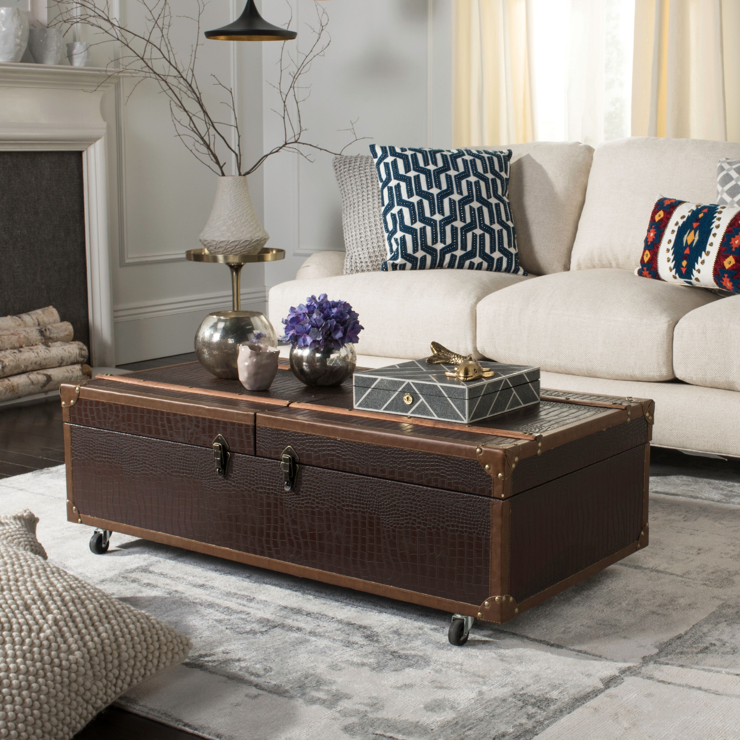 Coffee Table With Wheels Visualhunt, Storage Trunk Coffee Table On Wheels