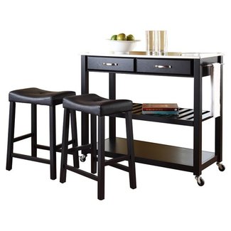 Hedon 3 Piece Kitchen Island Set with Stainless Steel Top