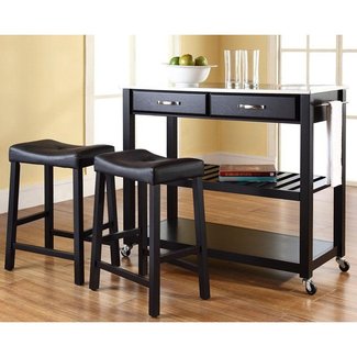 Hedon Kitchen Island Set with Granite Top