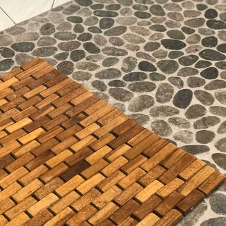 Union Rustic Cathrine Teak & Wood Shower Mat with Non-Slip Backing