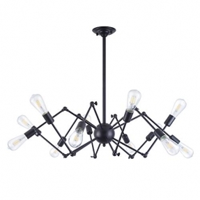 HOGOL Metal Sputnik Chandelier 12 Lights Modern Mid-Century Pendant Lighting Industrial Starburst Light Fixture in Black Paint Finished