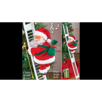 Santa Claus Climbing On Rope Ladder Christmas Tree Indoor Outdoor Ornament Decor