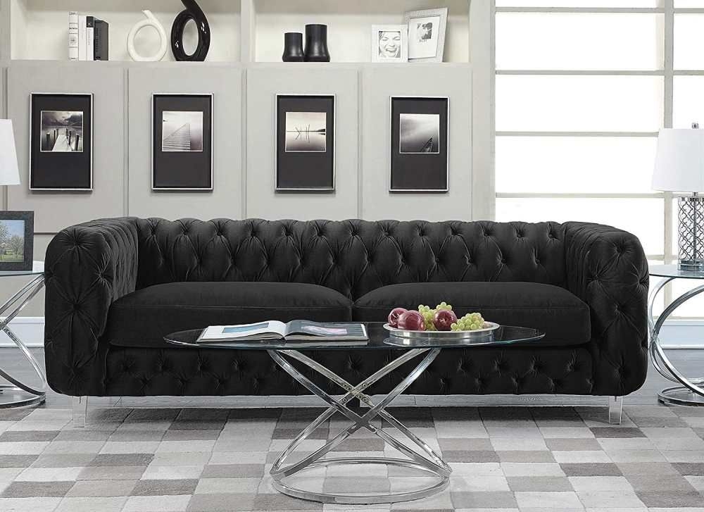 Iconic Home Modern Contemporary Tufted Velvet Down - MIx Cushions Acrylic Leg Club Chair