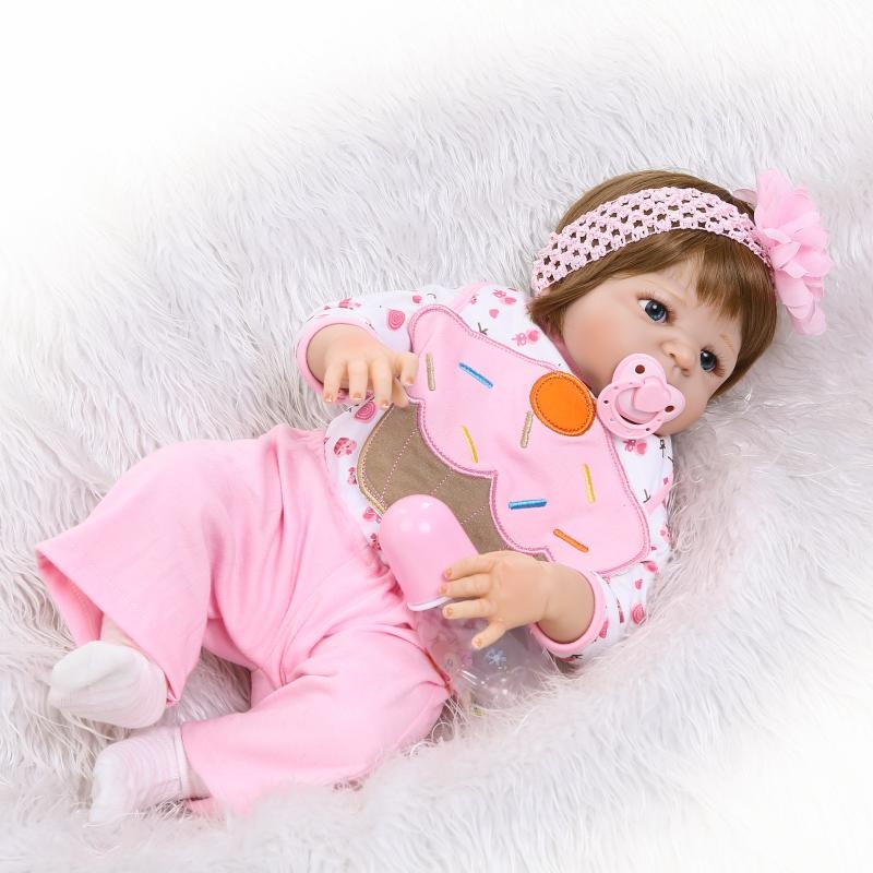 23" Anatomically Correct Reborn Baby Toddler Dolls Full Silicone Vinyl Girl Doll 