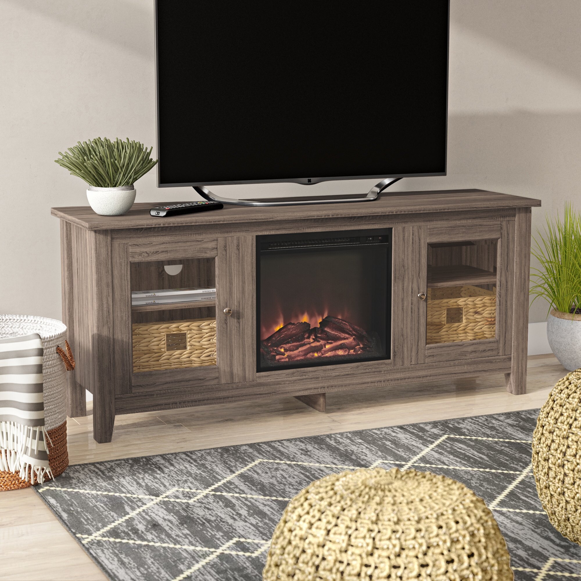Inglenook TV Stand for TVs up to 60" with Fireplace