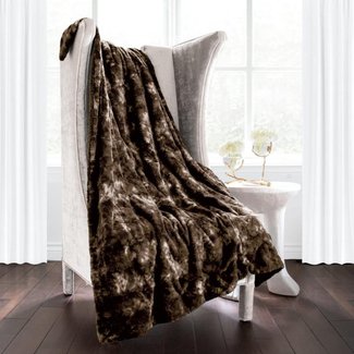 Italian Luxury Super Soft Faux Fur Throw Blanket - Elegant Cozy Hypoallergenic Ultra Plush Machine Washable Shaggy Fleece Blanket