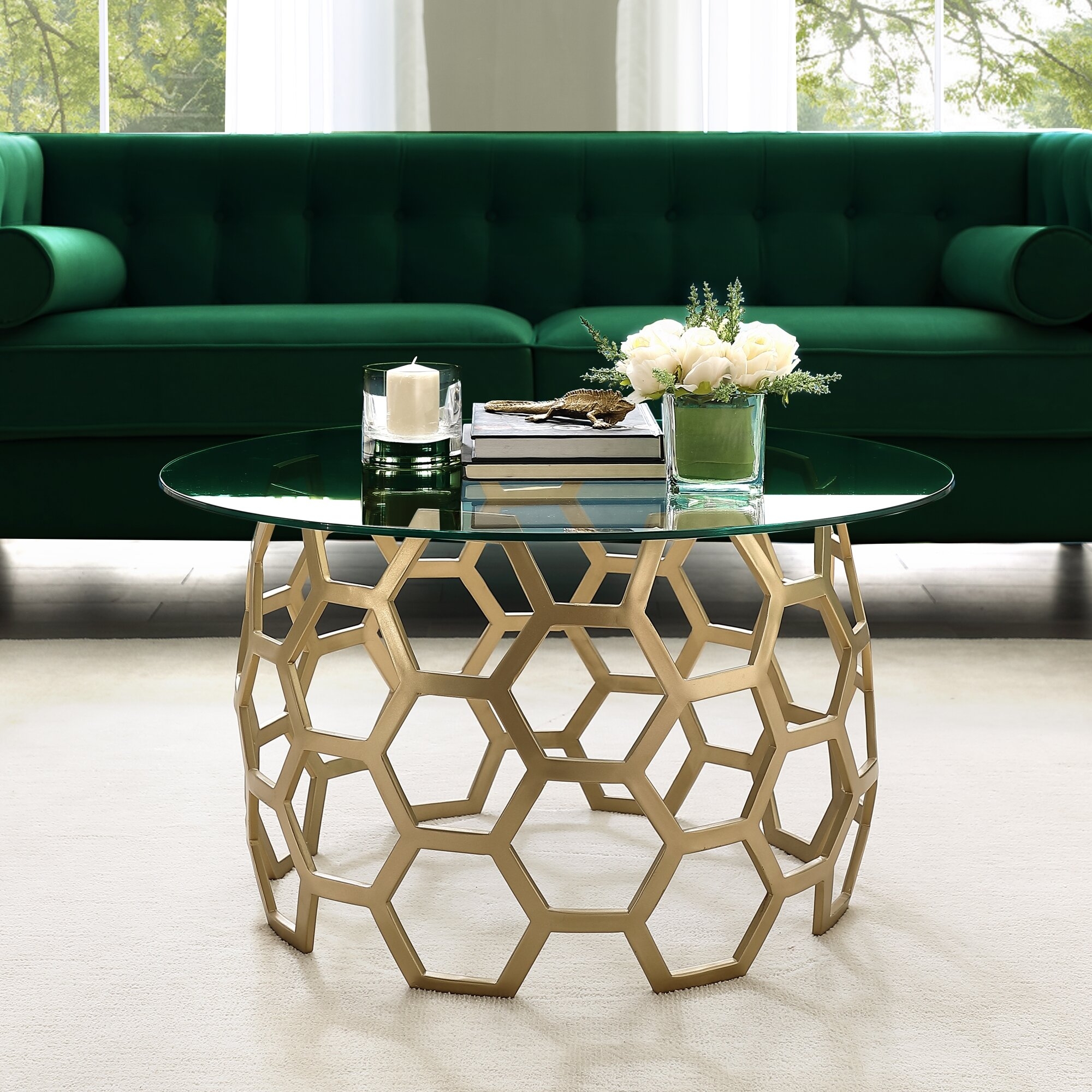 Jaxton Geometric Iron Base Coffee Table