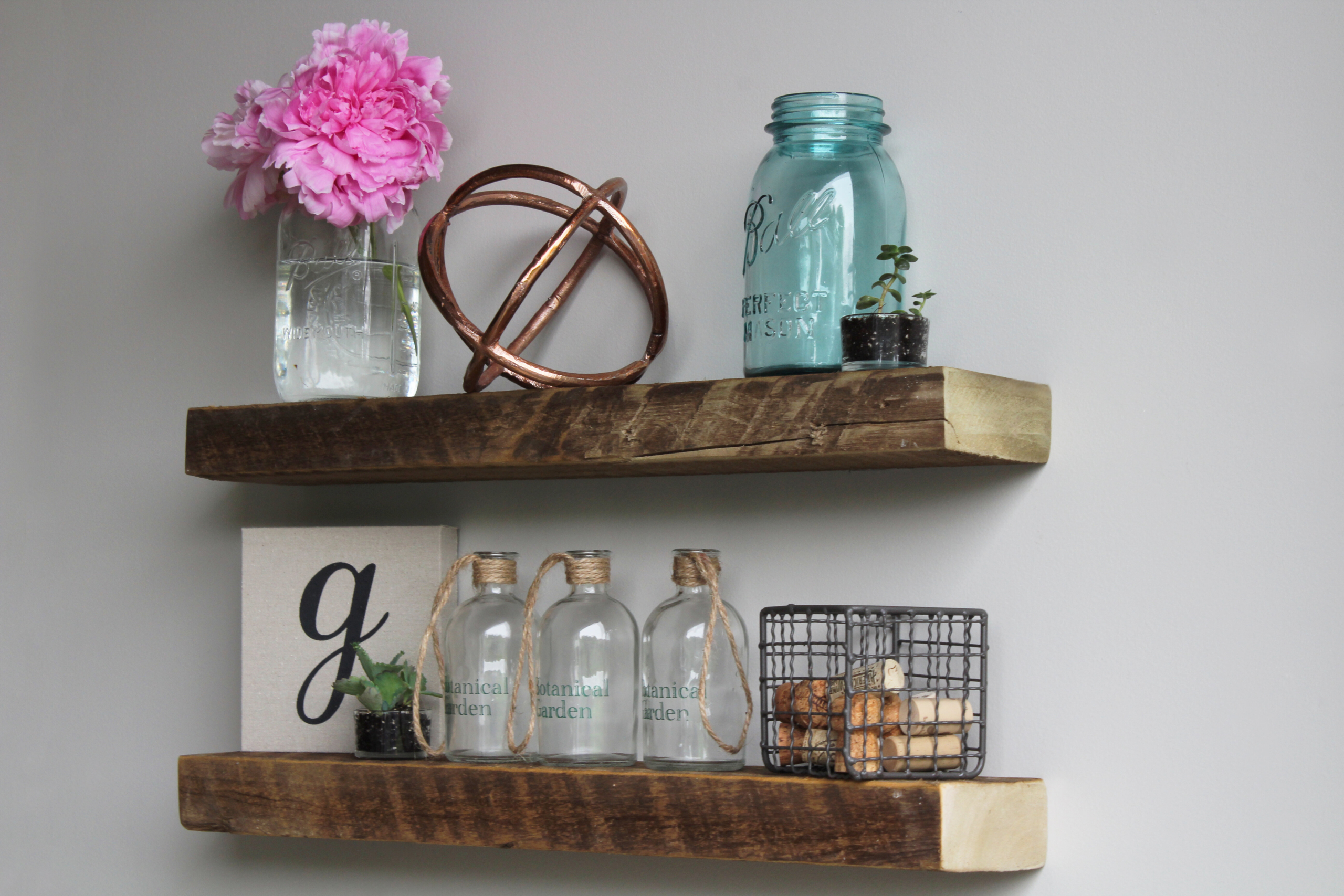 Joao Reclaimed Barn Wood Floating Accent Wall Shelf (Set of 2)