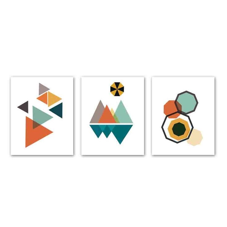 Set of Triangles Prints Geometric Home Poster Abstract Modern Picture Wall Art 