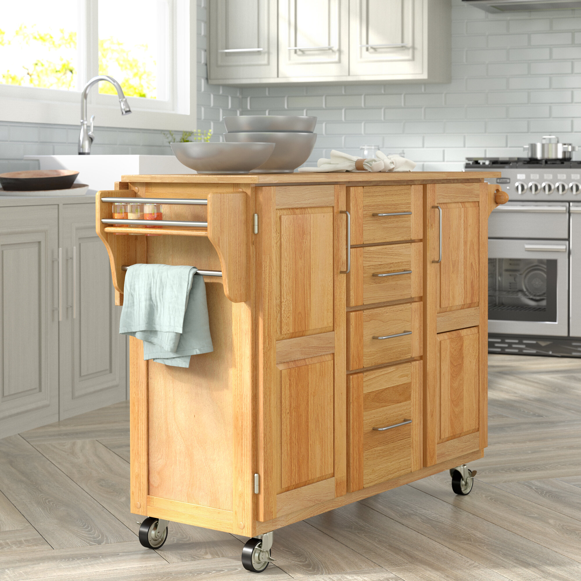 Kennedy Kitchen Island With Wood Top 