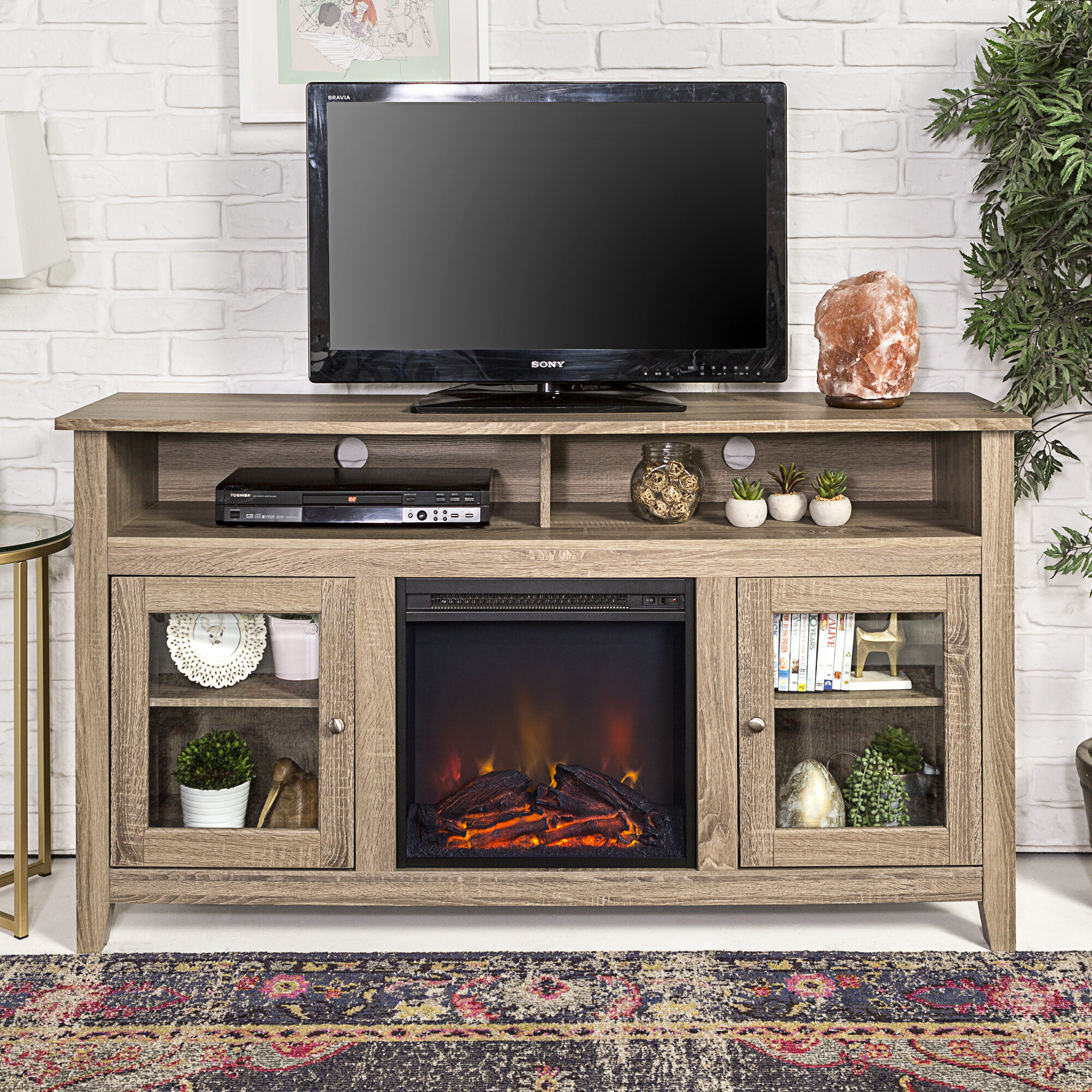 Kohn tv clearance stand with fireplace