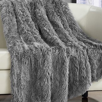 Kostya Shaggy Faux Fur Supersoft Ultra Plush Decorative Throw Blanket