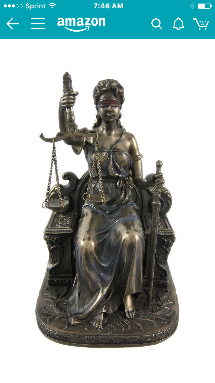 Lady Justice Seated with Scales and Sword Statue Le Justica