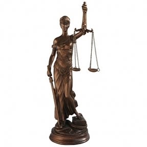 Lady of Justice Goddess Statue, Bronze Color, 14.25 Inches Tall