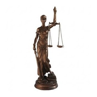 Lady of Justice Goddess Statue, Bronze Color, 14.25 Inches Tall