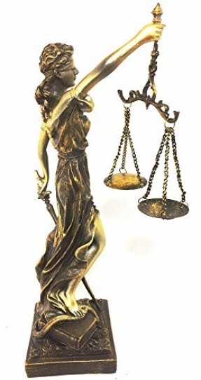 Lady of Justice Statue with Scales, 11.5" Tall