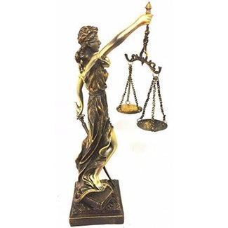 Lady of Justice Statue with Scales, 11.5" Tall