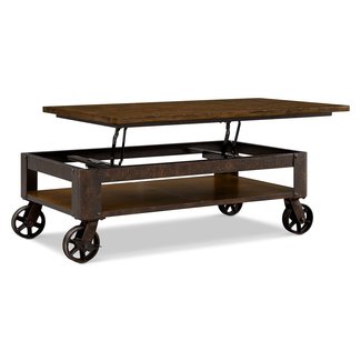 Large Rectangular Dark Brown Wooden Coffee Table With ...