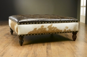 Leather Tufted Cocktail Ottoman