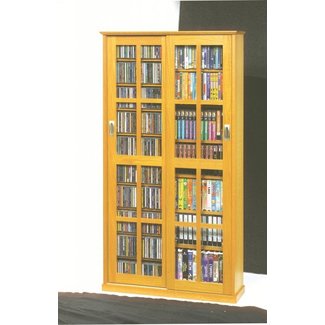 Leslie Dame Sliding Door Inlaid Glass Mission Multimedia Cabinet (MS-700 Series)