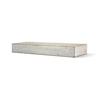 Mateo Rustic Whitewashed Wood Floating Wall Shelf