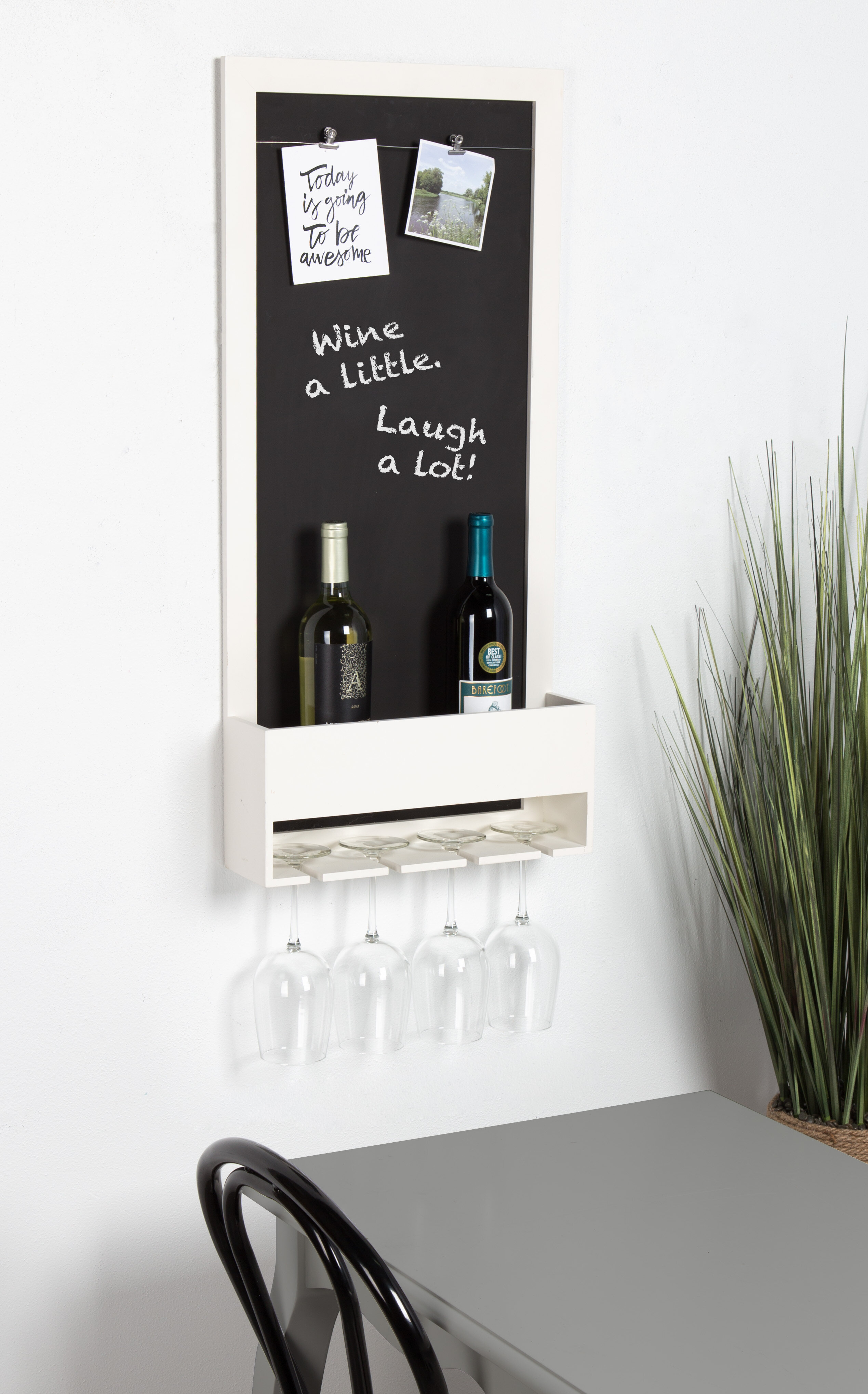 Mccaulley Wood Chalkboard 3 Bottle Wall Mounted Wine Rack